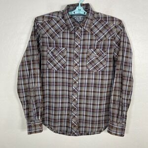 Wrangler Retro Shirt Mens Medium Gray Pearl Snap Western Distressed Rockabilly